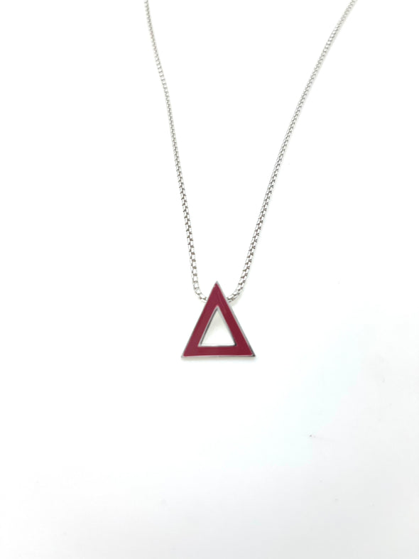 Crimson Enamel Pyramid Necklace - Small