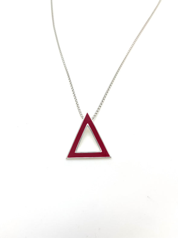 Crimson Enamel Pyramid Necklace - Medium