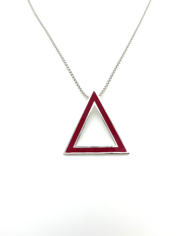 Crimson Enamel Pyramid Necklace - Large
