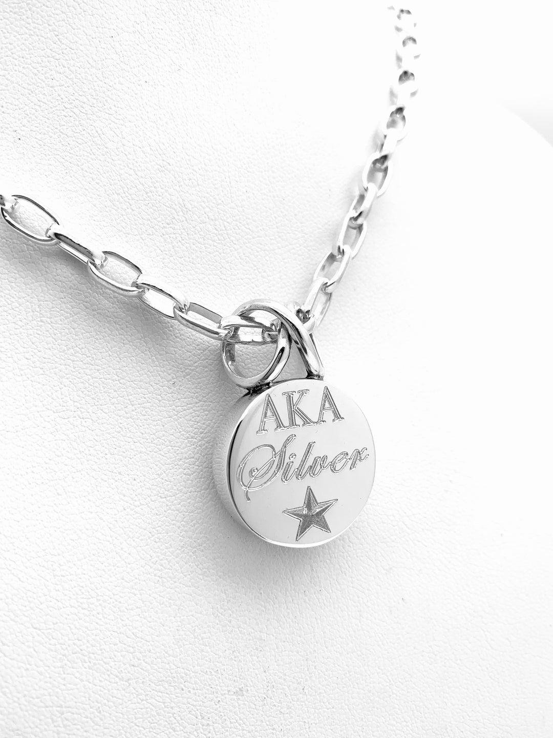 AKA Silver Star Round Pendant Necklace