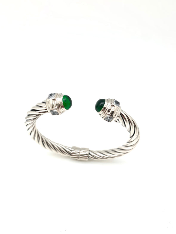 Emerald and Crystal Cable Bracelet