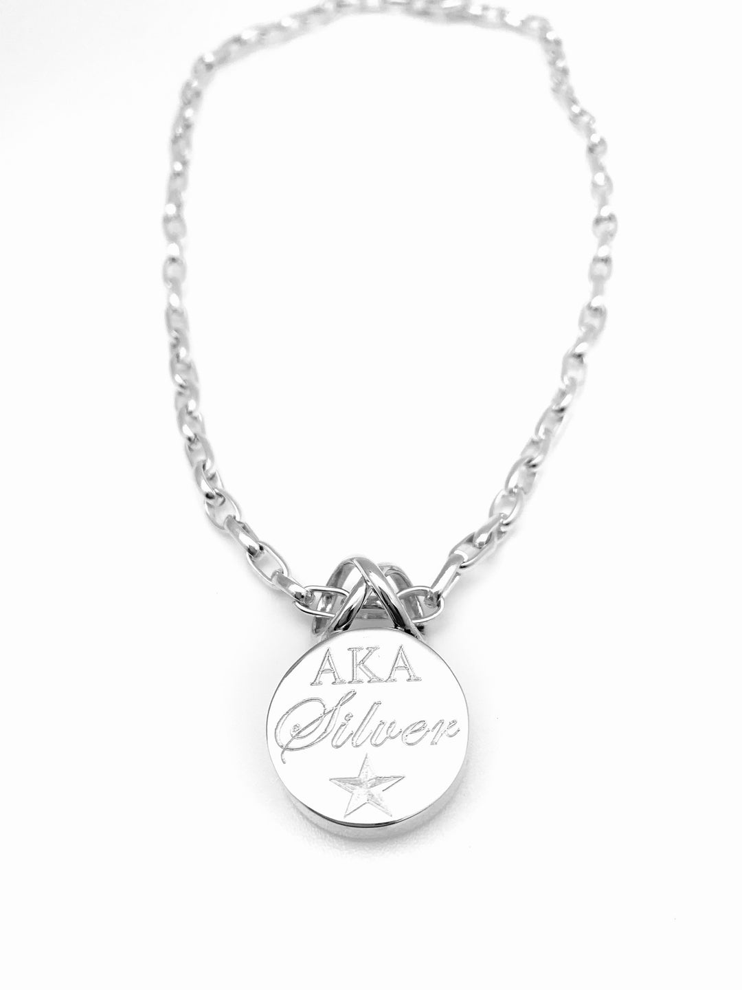 AKA Silver Star Round Pendant Necklace