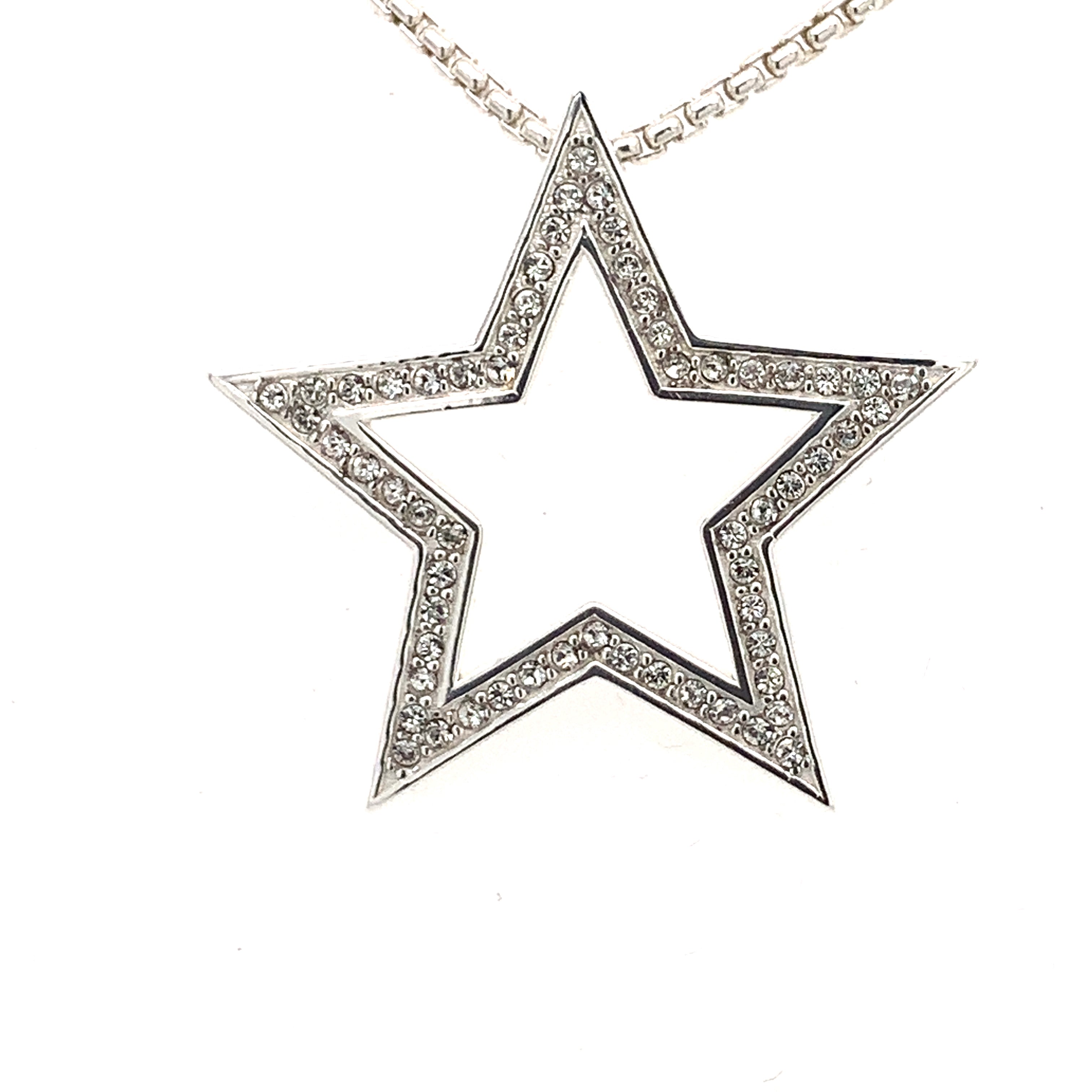 925 Silver Large 28mm Star Necklace Made With Swarovski® Crystals AB  Pendant